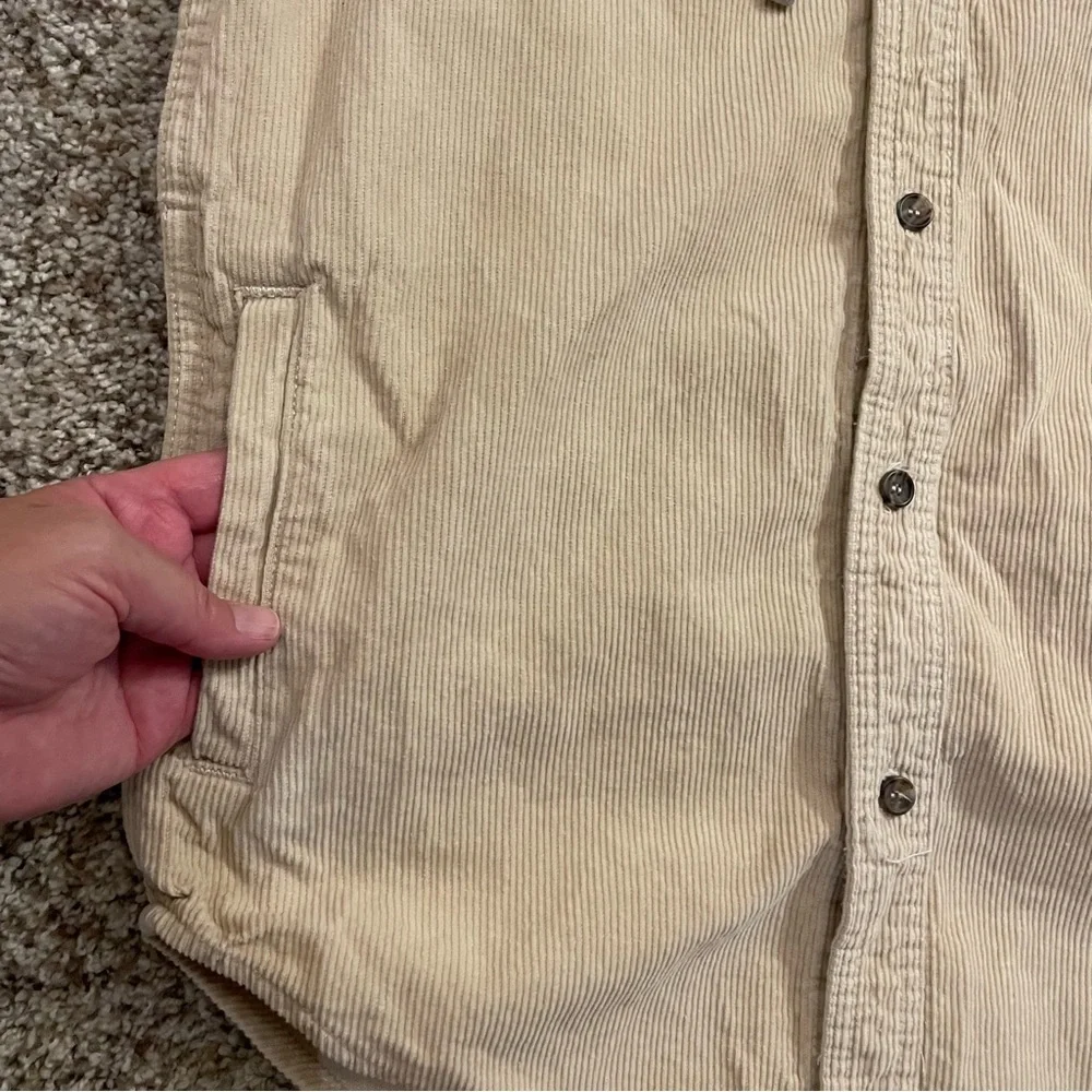 PacSun Tan Corduroy Hooded Shacket Shirt Jacket Beige Gray Hoodie Size Small